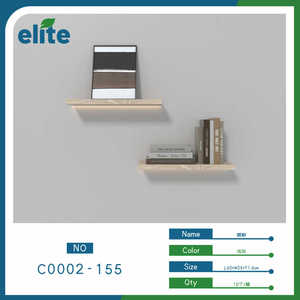 Mensola Laminata a Doppio Livello da Parete in Grigio Chiaro, Design Minimalista in MDF per Soggiorno, Espositore e Ripiano Portaoggetti - Product Image 3