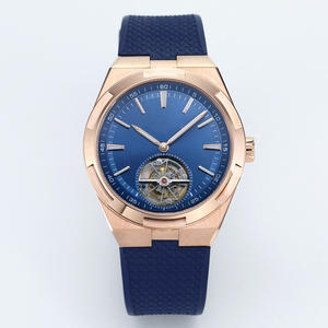 Montre mécanique tourbillon de luxe de style classique pour homme, bracelet en caoutchouc bleu, bracelet de 22 mm, tendance et élégante - Product Image 1