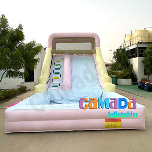 Tobogán acuático comercial de color pastel, Aquatique tobogán acuático, Castillo de salto inflable, parque de toboganes acuáticos con piscina - Product Image 2