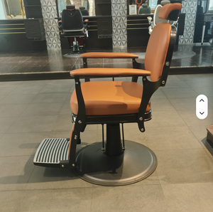Fauteuil de Barbier Rétro Européen Inclinable pour Hommes, Chaise de Rasage et de Coiffure en Acier et PU, Spécial Salons de Coiffure - Product Image 5
