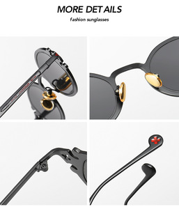 نظارات ستيامبونك بإطار معدني فاخر فريد من نوعه ، نظارات بيضاوية قوطية للنساء والرجال ، منحوتة شخصية قديمة ، ظل حماية UV400 - Product Image 6