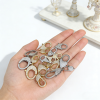 Fermoir mousqueton pavé de zircons micro-incrustés en or véritable 18 carats plaqué cuivre de haute qualité pour bijoux DIY pour collier