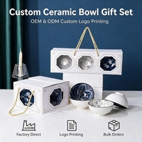 Lot de bols en porcelaine de style japonais, couleur sous-glaçure, personnalisable avec logo, idéal pour mariage, compatible micro-ondes