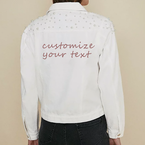Wholesale Hot Selling Hiking High Quality Embroidery Women Pearl <b>Bridal</b> Denim Plus Size Long <b>Sleeve</b> Bead - Product Image 1