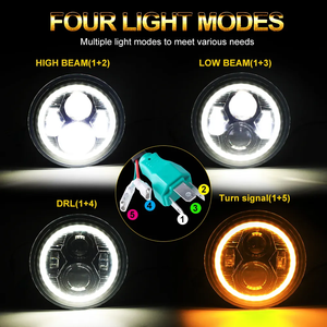 <span class=keywords><strong>Faro</strong></span> delantero LED <span class=keywords><strong>redondo</strong></span> de 45W y 7 pulgadas con ojos de Ángel ámbar aprobado por DOT para accesorios de <span class=keywords><strong>carenado</strong></span> de coche y motocicleta Harley IP67 - Product Image 2
