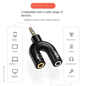 Adaptador de Auriculares de 3.5mm, Adaptador de <span class=keywords><strong>Audio</strong></span> de 3.5mm, Convertidor en Forma de U para Teléfono Móvil, Computadora y Tableta, Divisor de Auriculares - Product Image 3