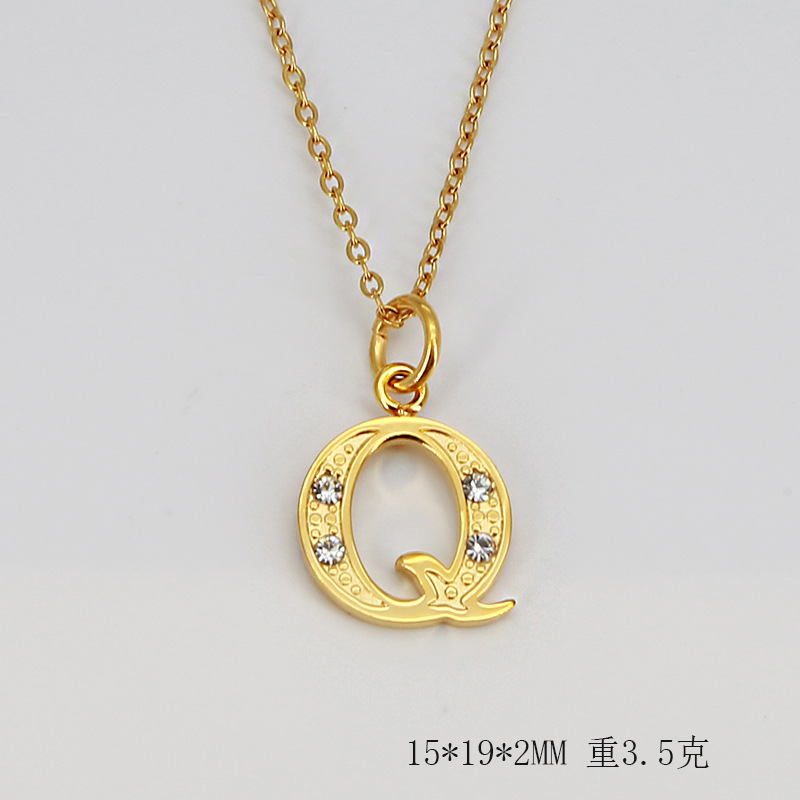 (ทอง) ตัวอักษร Q (รวมสร้อยคอ)
