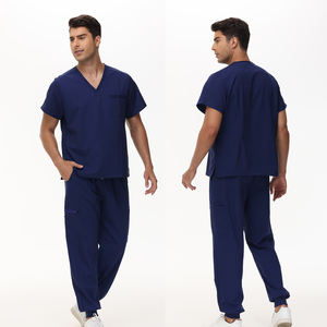 看護用作業服快適な男性用スクラブユニフォームソフトドクターナーススーツストレッチVネックインナースクラブユニフォーム - Product Image 1