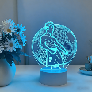 Acrylic Night Light Football Player Shaped Soccer Table Lamp LED for Bedroom Bedside Decoration Power Supply AAA Battery <b>Plug</b>-In - Product Image 5