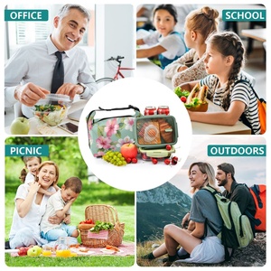 Sac isotherme léger et écologique pour le déjeuner, motif hibiscus rose hawaïen, pour un style de vie décontracté - Product Image 6