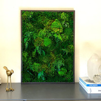 Cadre mural en mousse préservée avec fleurs séchées, décoration murale 3D en plantes vertes, peinture en fausse mousse pour la maison et le bureau
