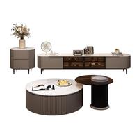 Vente chaude dessus en marbre 2 pièces ensembles de Table en verre avec tiroir de rangement rond blanc Table basse en béton