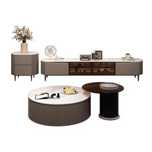 Hot Bán Đá Cẩm Thạch Top 2Pcs Bàn Kính Bộ Với Ngăn Kéo Lưu Trữ Vòng Trắng Bê Tông Bàn Cà Phê - Product Image 4