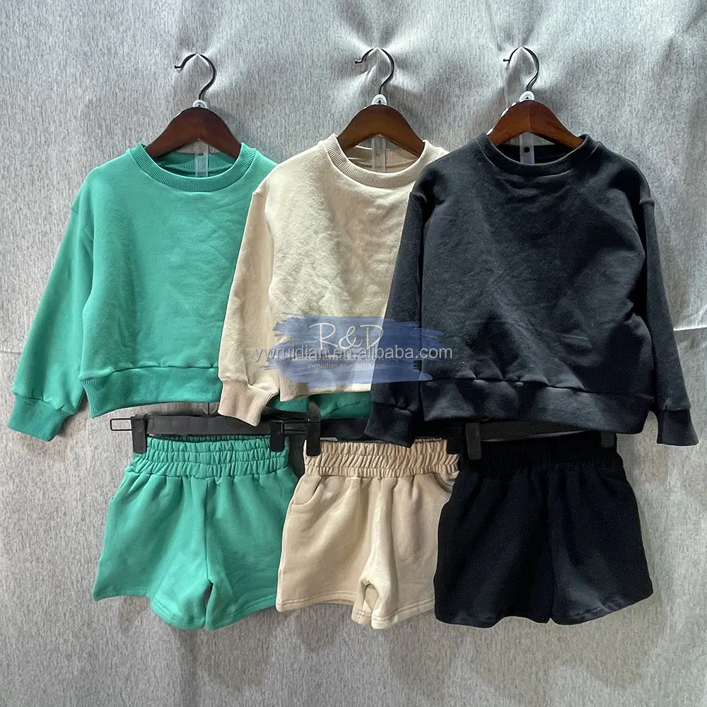 2022 new fashion children's jogging wear two-piece long sleeve top+ shorts 10 colors available for children's casual wear