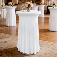 Nappe ronde extensible en polyester pour table haute de banquet, vente directe usine, approvisionnement transfrontalier