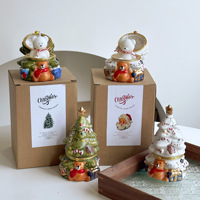 Bougie aromatique en céramique en forme de sapin de Noël avec 1 mèche pour accessoires photo, cadeaux d'anniversaire, décoration intérieure