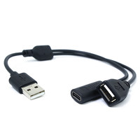 Câble USB Y étanche Type A vers USB-A/USB-C femelle avec capuchon de protection anti-poussière, charge rapide 3A, blindé