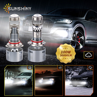 Ampoules de phare LED Sunshiny A100 100W 3570 CSP à coupure de ligne bleue parfaite, mini projecteur, pièces automobiles de rechange OEM 9005 H4 H7