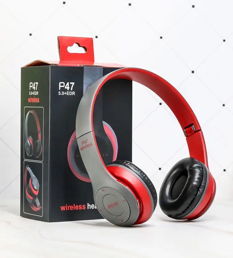 Penjualan laris headphone BT nirkabel P47 Headset Gaming lipat gigi biru Noise Cancelling dengan mikrofon