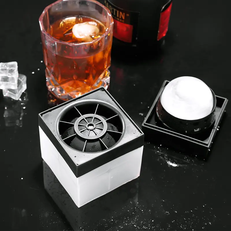 Easy Release Whiskey Ice Ball Maker Large Sphere Ice Cube Tray Mold Reusable Silicone Ice Ball Mold