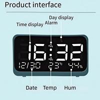 OEM Moderne Draadloze Oplaadbare Digitale LED Bureauklok Radio Temperatuur/Vochtigheidsweergave Dubbele Alarmfunctie Snooze voor Kantoor Slaapkamer Studentengebruik