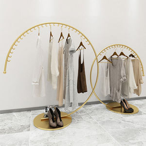 Rak Pakaian Logam Emas Modern yang Dapat Disesuaikan untuk Toko, Rak <span class=keywords><strong>Display</strong></span> Toko Ritel - Product Image 1