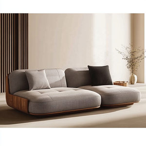 Sofá Seccional de plumas de 3 plazas <span class=keywords><strong>Beige</strong></span> nórdico, sofás tapizados de <span class=keywords><strong>tela</strong></span> cuadrada para uso en apartamentos, hoteles y villas - Product Image 2