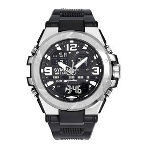 <span class=keywords><strong>Montre</strong></span> électronique à Quartz à double affichage à la mode <span class=keywords><strong>pour</strong></span> adolescents hommes multi-fonction cuir étanche lumineux 20mm alliage 42mm verre - Product Image 4