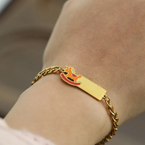 Bracelet pour femme en acier inoxydable 304 plaqué or 18 carats de haute qualité, motif géométrique coloré, goutte d'huile, champignon, éléphant, cheval - Product Image 6