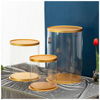 Boîte à gâteau ronde transparente en plastique, grande, cylindrique, à motifs, anti-poussière, pour fleurs et cadeaux, vente en gros