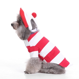 <span class=keywords><strong>Disfraz</strong></span> de Perro para Navidad, <span class=keywords><strong>Halloween</strong></span> e Invierno, Ropa para Mascotas de Poliéster con Rayas Rojas y Blancas, Gorro Suave para Perros Pequeños y Medianos, Venta al Por Mayor - Product Image 5