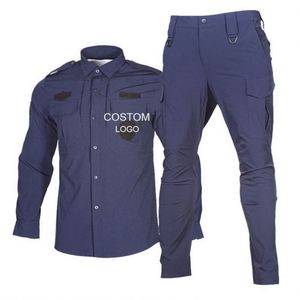 China Navy Blue Security Guard Uniform Set-Cartoon Style Eco-Friendly Promotional <b>Top</b> and Pants with Custom Logo - Product Image 3