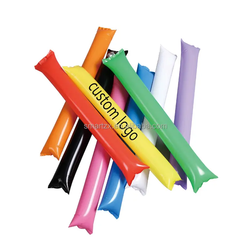 LOGO Printed Cheap LDPE Inflatable Cheering Sticks Pantone Customized Style Plastic Color Material Origin Sports Thunder Stick