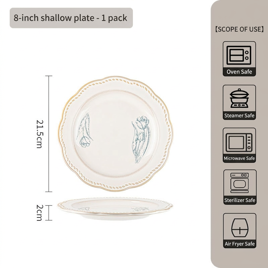 Tulip dinnerware-8-inch shallow plate