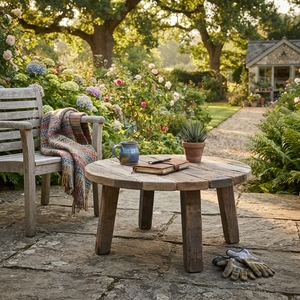 Elegante mesa de centro redonda, de 70 cm de diámetro y 35 cm de altura, para la sala de estar y de diseño moderno para momentos de café con estilo. - Product Image 1