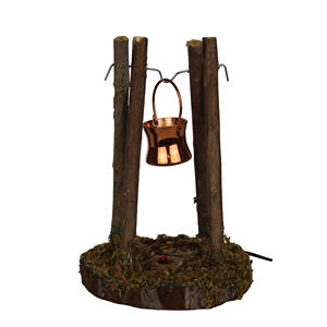 Accessoires de crèche 9,5 x 9,5 x 12 cm Décorations de Noël Feu de camp illuminé avec bouilloire Bois Métal (999944104100101) - Product Image 1