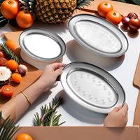 Plateau ovale en acier inoxydable poli magnétique pour poisson, œufs, barbecue, fruits et légumes, design moderne et minimaliste