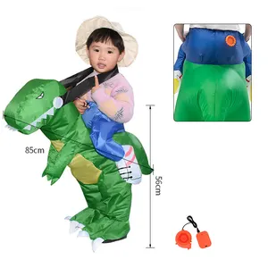 Txl529 fantasia inflável papai noel, halloween natal, traje de unicórnio, divertido, verde, crianças, equitação, dinossauro