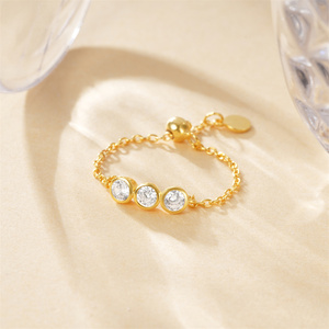ROXI 925 Sterling <b>Silver</b> Round Micro Zircon Chain <b>Adjustable</b> <b>Ring</b> - Product Image 5