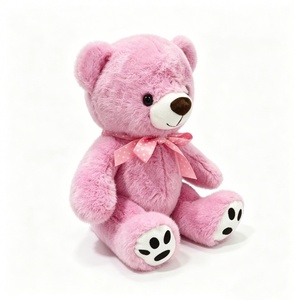 <b>Pink</b> and white teddy <b>bear</b> with black paw prints, Girly <b>pink</b> teddy <b>bear</b> with matching polka dot bow,Pastel <b>pink</b> teddy <b>bear</b> stuff - Product Image 4