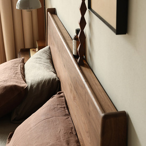 Tous les meubles en bois massif, grand <span class=keywords><strong>lit</strong></span> en bois massif, noyer <span class=keywords><strong>noir</strong></span> chêne cerisier nordique simple japonais rétro chambre <span class=keywords><strong>lit</strong></span> double - Product Image 3