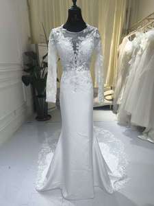 S2225N 2026 Nuevo Envío Directo, Vestido <span class=keywords><strong>de</strong></span> Novia Sirena <span class=keywords><strong>de</strong></span> Alta Calidad, Personalizado, Elegante, Sin Espalda, <span class=keywords><strong>Manga</strong></span> <span class=keywords><strong>Larga</strong></span>, con Apliques <span class=keywords><strong>de</strong></span> Encaje - Product Image 2