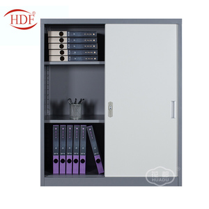 Meubles en métal demi-hauteur en métal 2 portes coulissantes vitrine d'angle en verre archives classeur en acier - Product Image 4