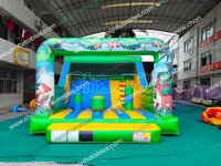 Parcours d'obstacles gonflable combiné glissade forestière et aquatique, piste de course, château gonflable extérieur décoratif, petite machine distributrice, jeu de carnaval