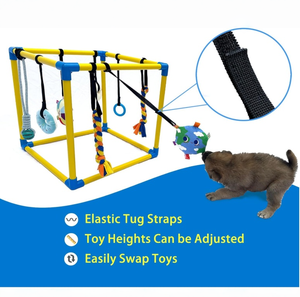Rangka PVC dengan Tali Bungee Pusat Aktivitas untuk Anjing Kecil Indoor Jungle Gym Puppy Play Gym dengan Mainan Gantung - Product Image 3