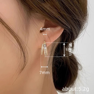 Orecchini a Cerchio a Doppio Strato per Donne, Accessori per Orecchie Semplici per Uso Quotidiano - Product Image 4