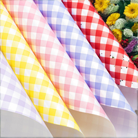 Kertas Pembungkus Bunga Motif Kotak-Kotak Matte, Pembungkus Florist Bermotif Kotak-Kotak Multi-Warna untuk Buket, Pembungkus Kado, Perlengkapan Pesta