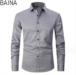 Chemise blanche décontractée 2026 à col montant et manches longues pour homme – Chemises habillées de bureau formelles pour hommes - Product Image 2