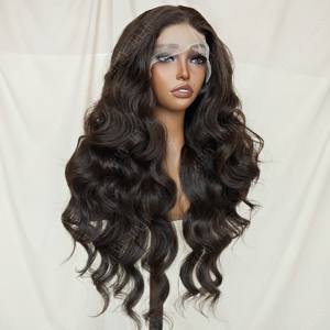 Perruque synthétique KEMY HAIR avec dentelle frontale HD, brun brunâtre, vague lâche, fibre de qualité supérieure, sans colle, perruques synthétiques pour femmes noires, usage quotidien - Product Image 3