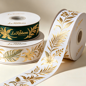 Ruban en coton et lin imprimé avec logo personnalisé, écologique, à motifs floraux vintage, pour les fleuristes et les projets de bricolage - Product Image 3